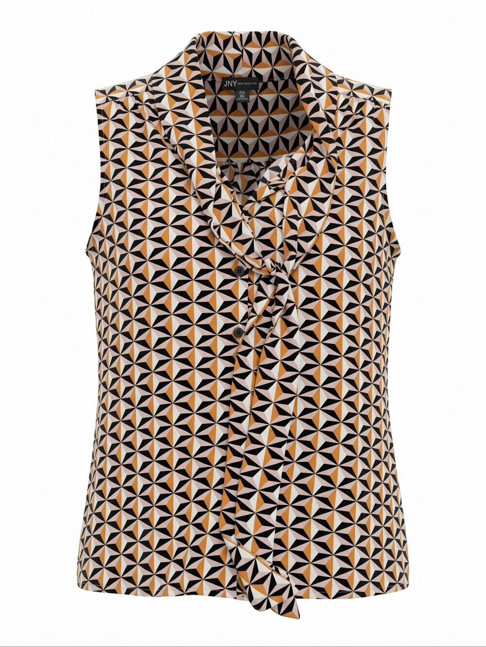 JNY Sleeveless Geometric Tie-Neck Sleeveless Top Camisole Feminine Flowy Size M